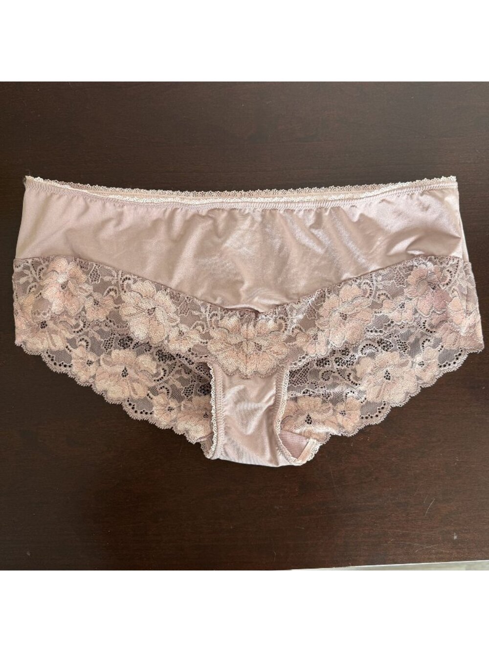 Adore Me Mauve Lace Trim Satin Hipster Panties, OX
